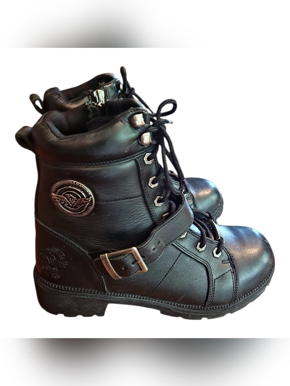 Milwaukee Leather Y2k Black Leather Motorcycle Boots Size 9.5 Grunge Punk Goth